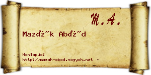 Mazák Abád névjegykártya
